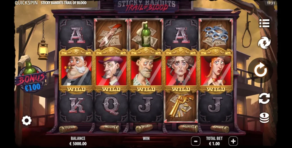 Screenshot Sticky Bandits Trail of Blood Slot by Quickspin_1